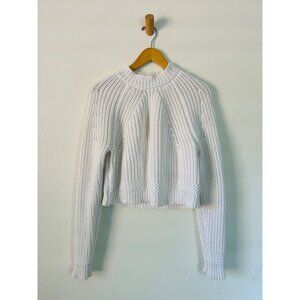 White Milly Cotton Small Blend Textured Knit Sweater